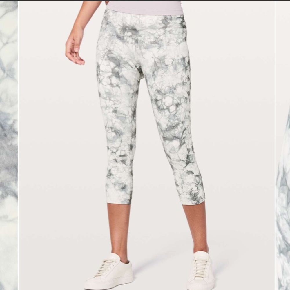 Lululemon Wunder Under Hi-Rise Dual Shibori Antique White Baltic Grey W-468 Sz 6